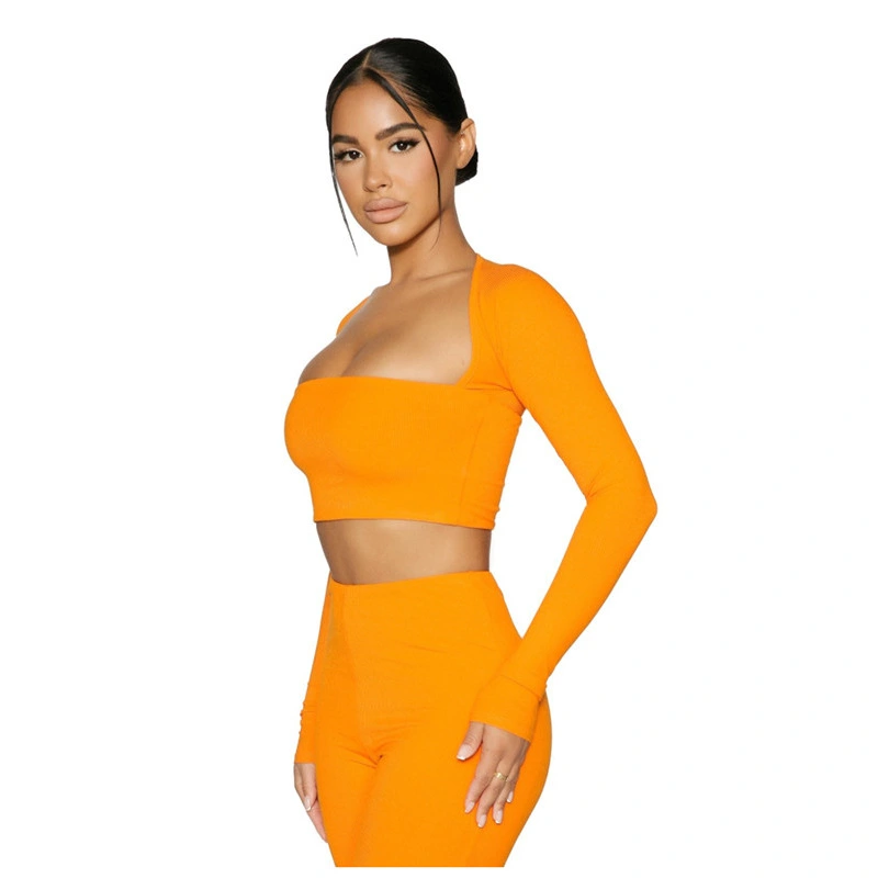 U-neck Strapless Solid Color Tight-fitting Long-sleeved Sexy Suit
