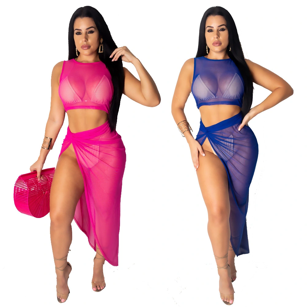 European and American sexy mesh two-piece skirt