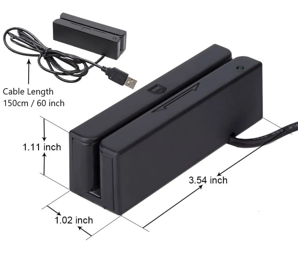 Mini Msr100 Swipe Magnetic Credit Card Reader 3 Tracks Hi/Lo Data Collector, USB Msr Stripe Card Reader for Point of Sale (POS), Access Control, ID Verify