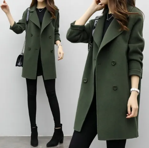 Double row new coat women's slim fit
