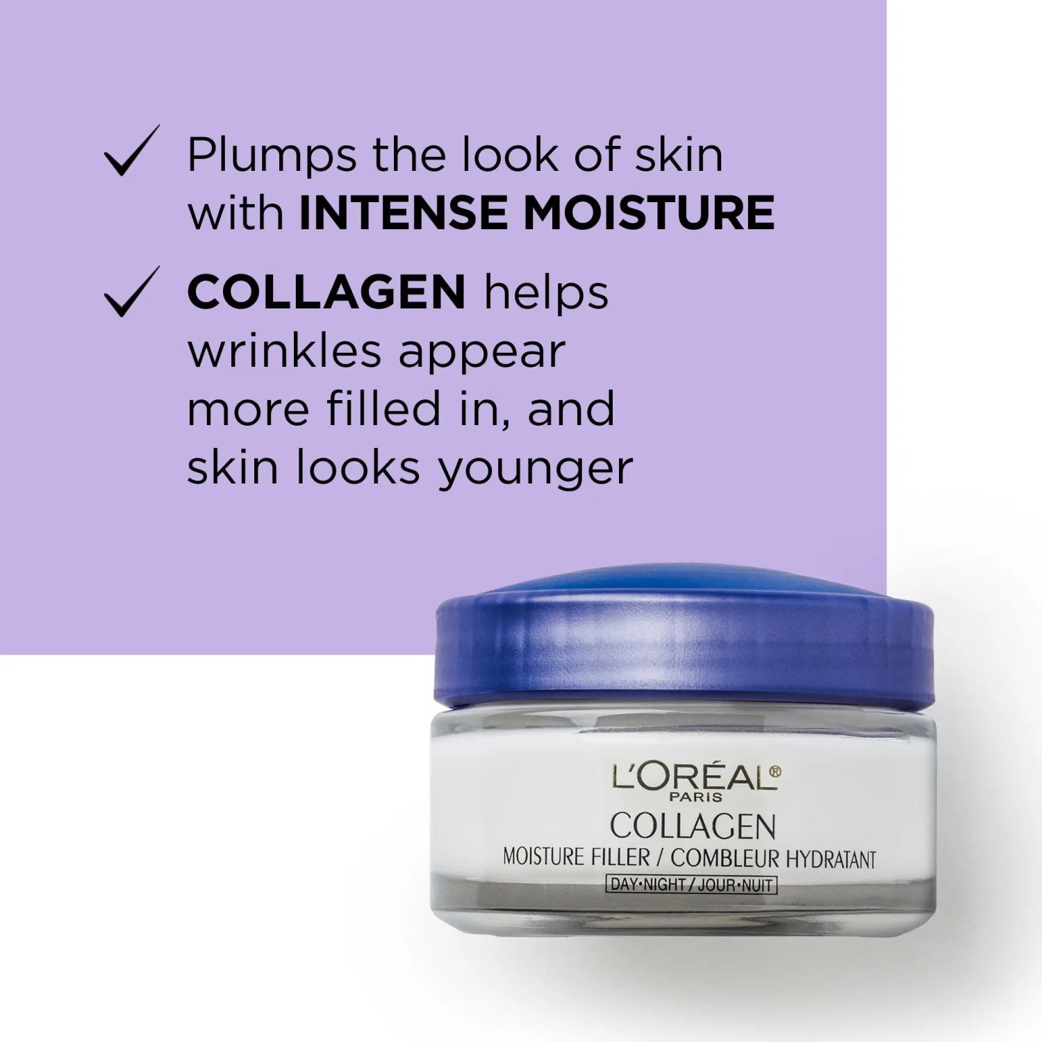 L'Oreal Paris Skincare Collagen Face Moisturizer, Day and Night Cream, Anti-Aging Face, Neck and Chest Cream to smooth skin and reduce wrinkles, 1.7 oz