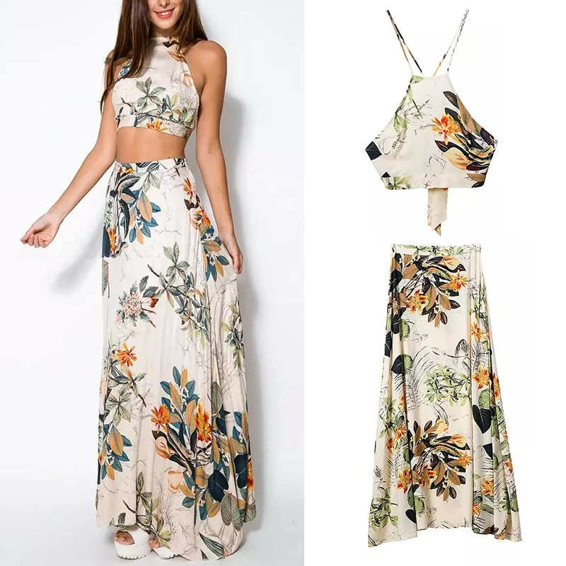 Summer women's printed dress suit