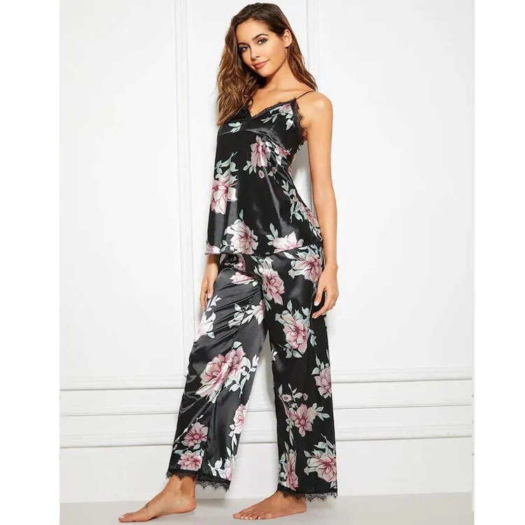 Suspender pajamas sleep pants lace