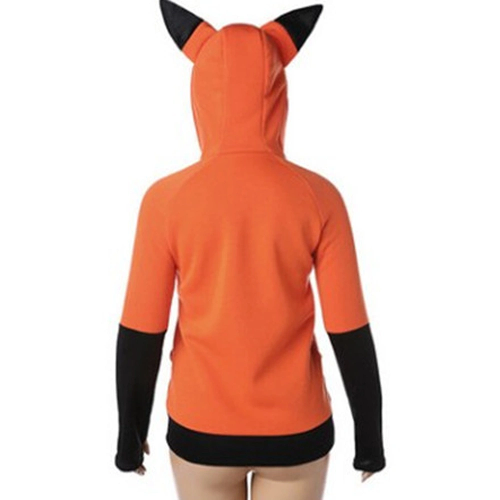 Hooded rabbit ear zipper cardigan cotton dress