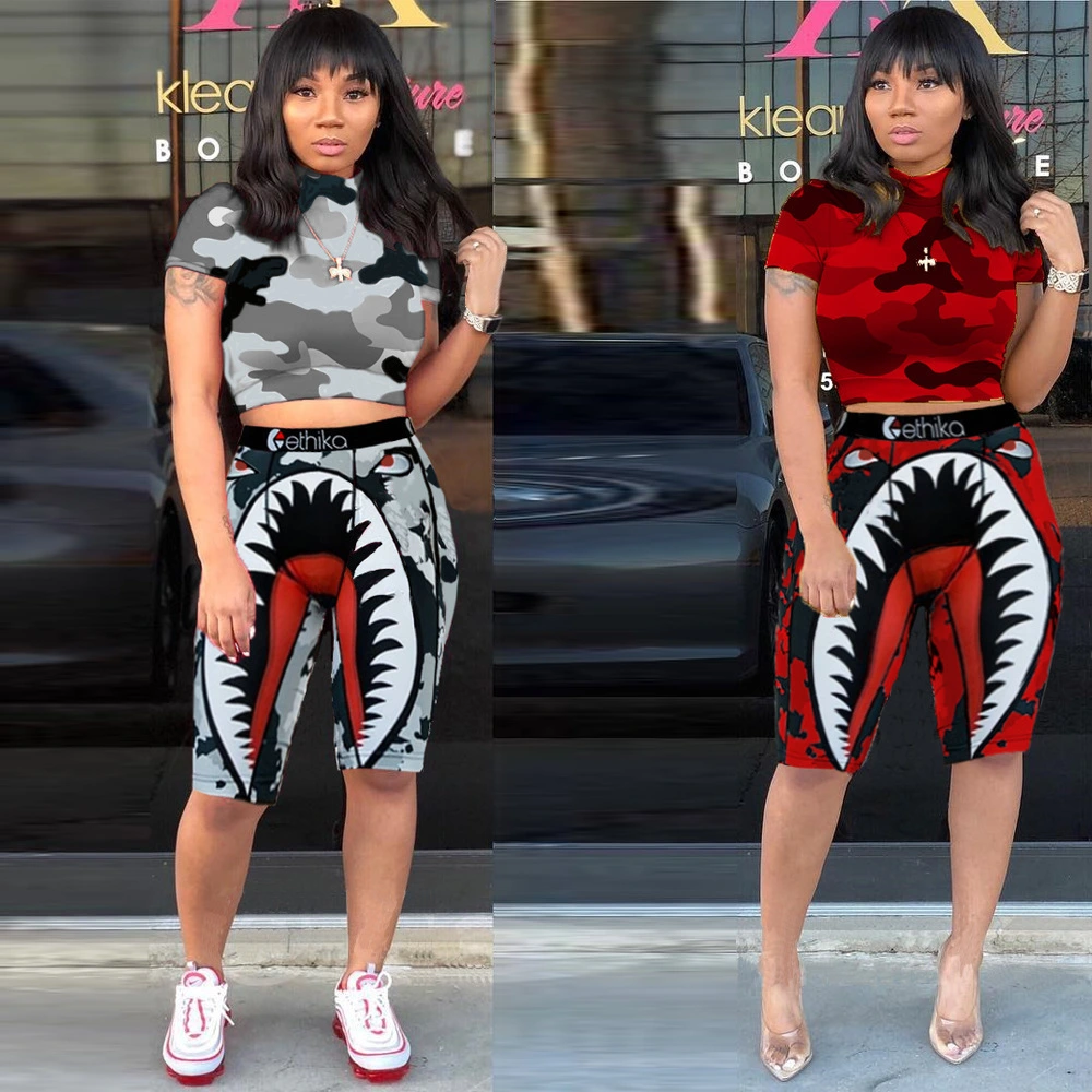 Two-piece female camouflage print