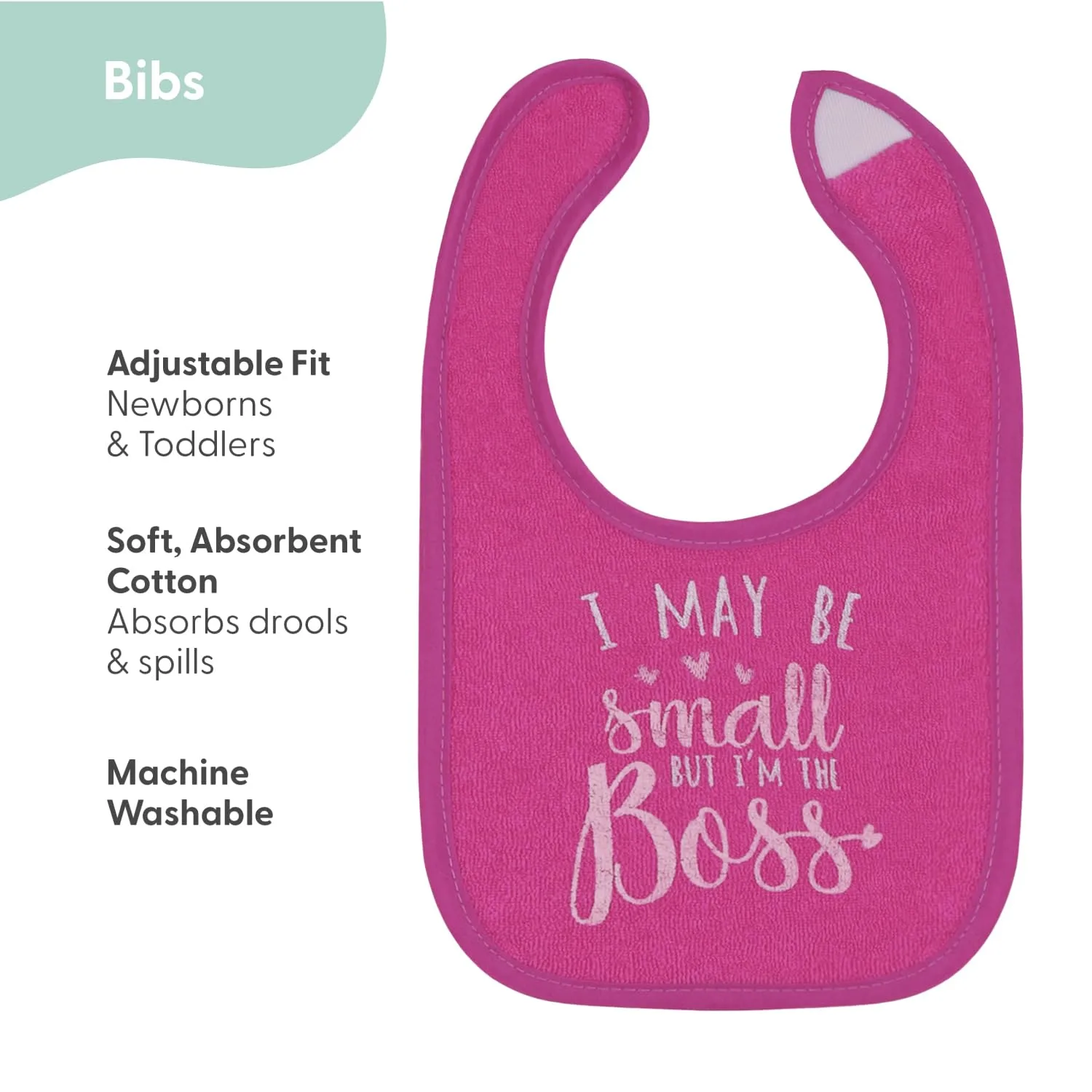 The Peanutshell Baby Girl Terry Bib Set of 8-100% Cotton, Soft, Absorbent Baby Bibs for Girls, Toddler Baby Girl Bibs Set, Newborn & Infant Bib - Pink