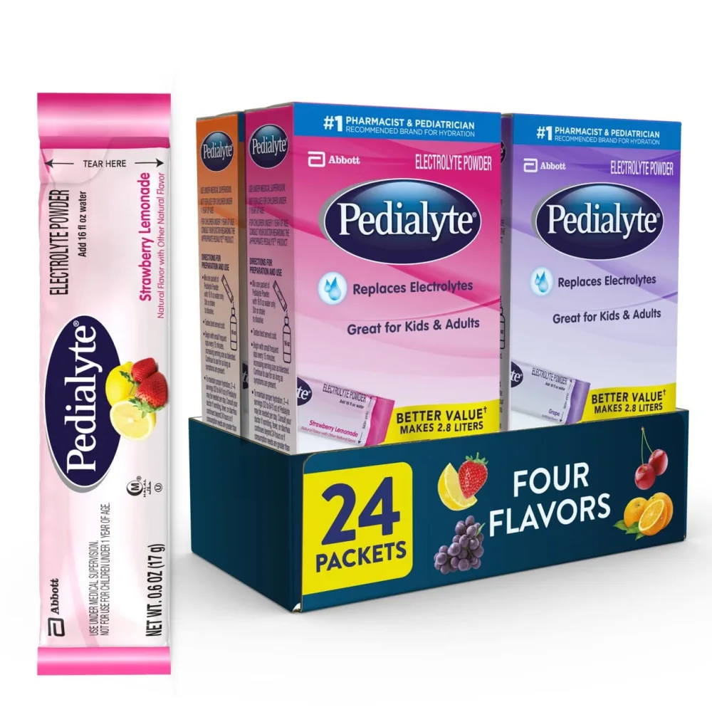 Pedialyte Electrolyte Powder Packets, Variety Pack, Hydration Drink, 24 Single-Serving Powder Packets