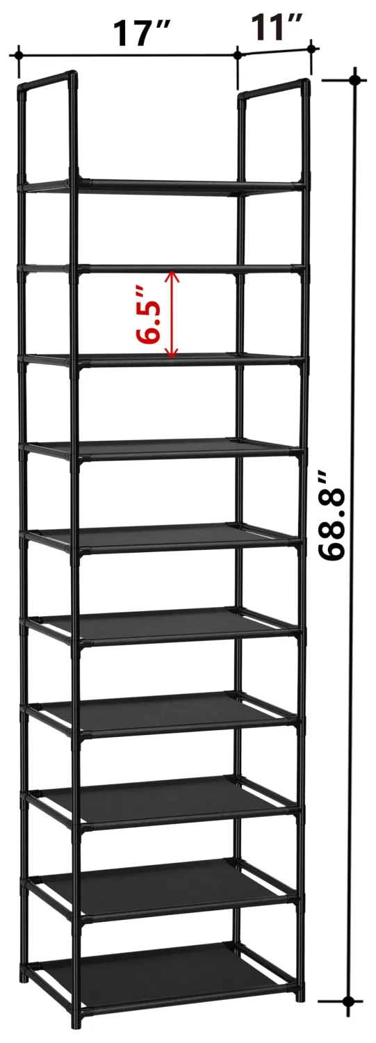 FIDUCIAL HOME 10 Tiers Shoe Rack 20-25 Pairs Sturdy Shoe Shelf