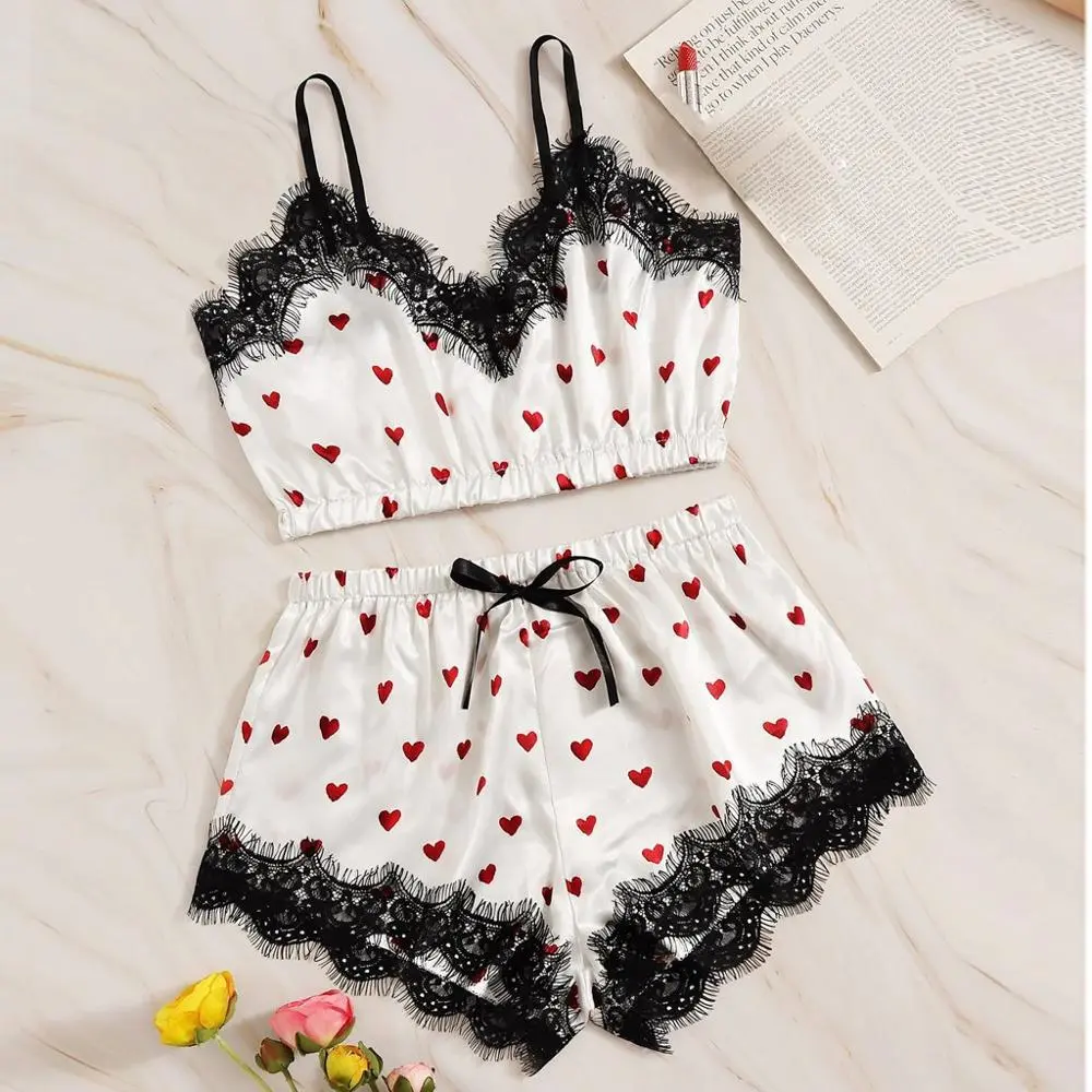 Lace ice silk strap set