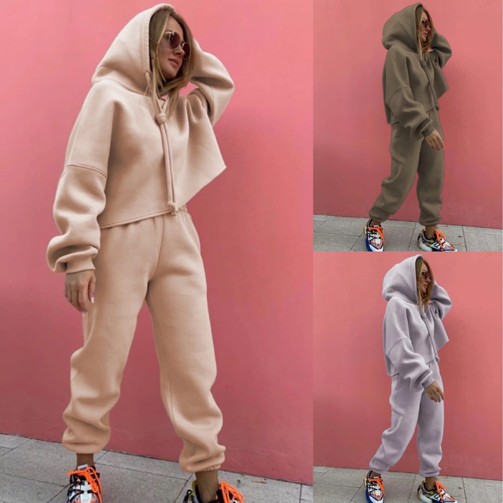 Women's Casual Hooded Sports Sweater Suit Two-Piece Suit