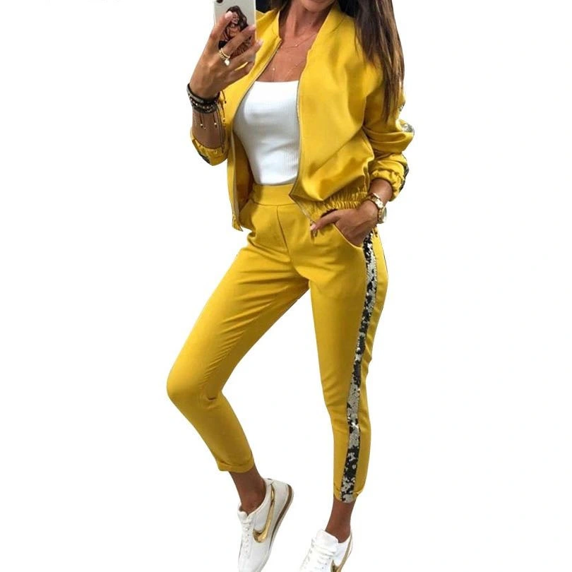 Sequined patch coat trousers tracksuit