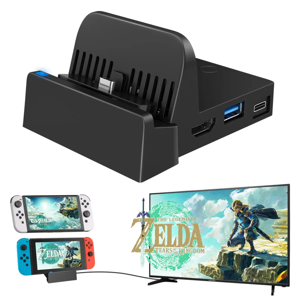 TV Docking Station for Nintendo Switch, Switch OLED, WEGWANG Portable TV Switch Dock Station Replacement for Official Nintendo Switch with HDMI USB 3.0 Port Switch Accessories Gift