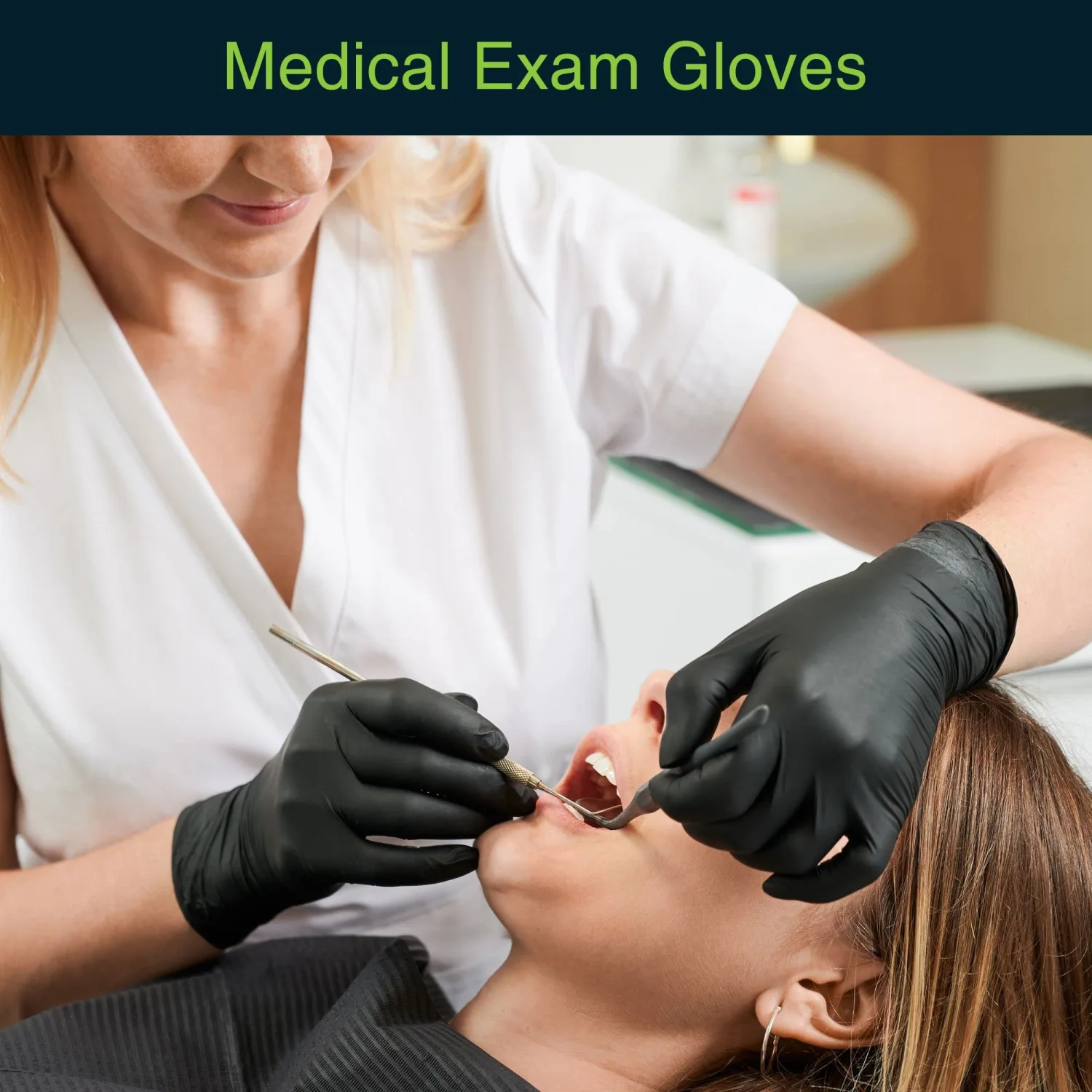 FifthPulse Black Vinyl Disposable Gloves - Powder and Latex Free Medical Exam Gloves