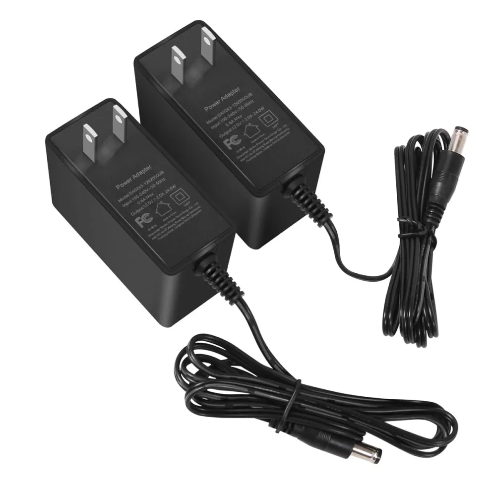 SmoTecQ 12V 2A Power Supply AC Adapter 2 Pack for CCTV Security Camera, Led Strip Lights, Router, Printer, Breast Bump and Other 12 Volt Electronics Devices Less Than 2 Amp