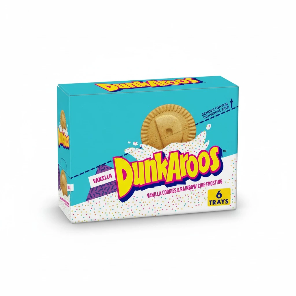 Dunkaroos Vanilla Cookies and Vanilla Frosting with Rainbow Sprinkles, 6 ct
