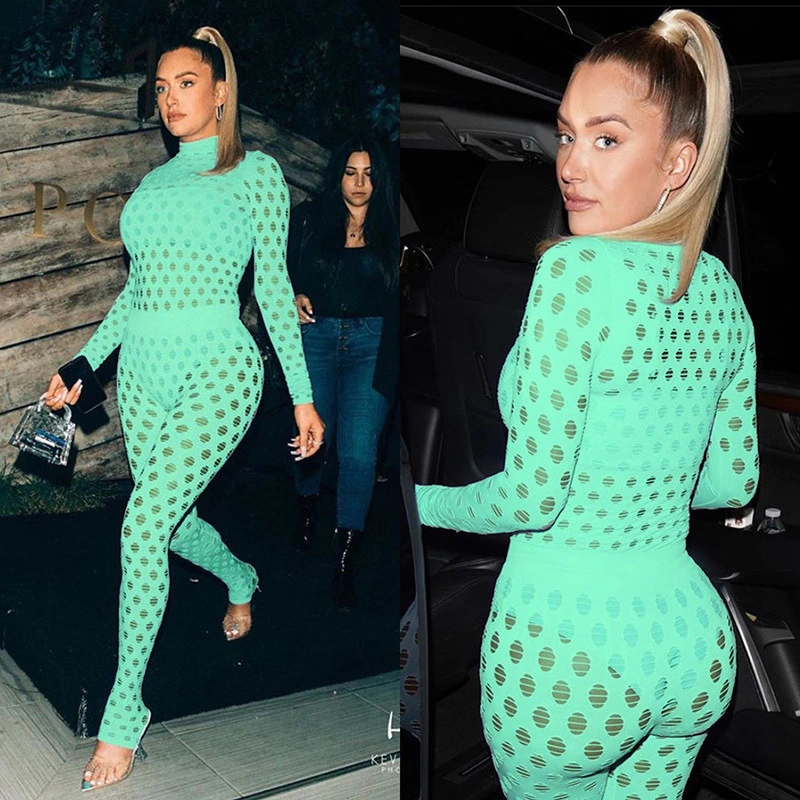 Sexy See-Through Close-Fitting Sports High-Neck Hole Suit