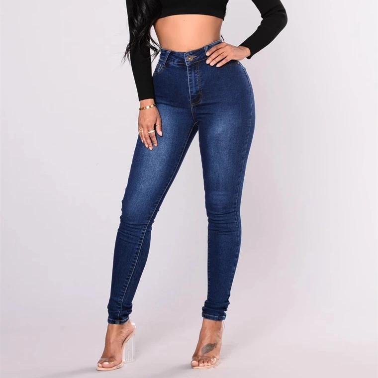 Stretch high-waist women's jeans pencil footwear