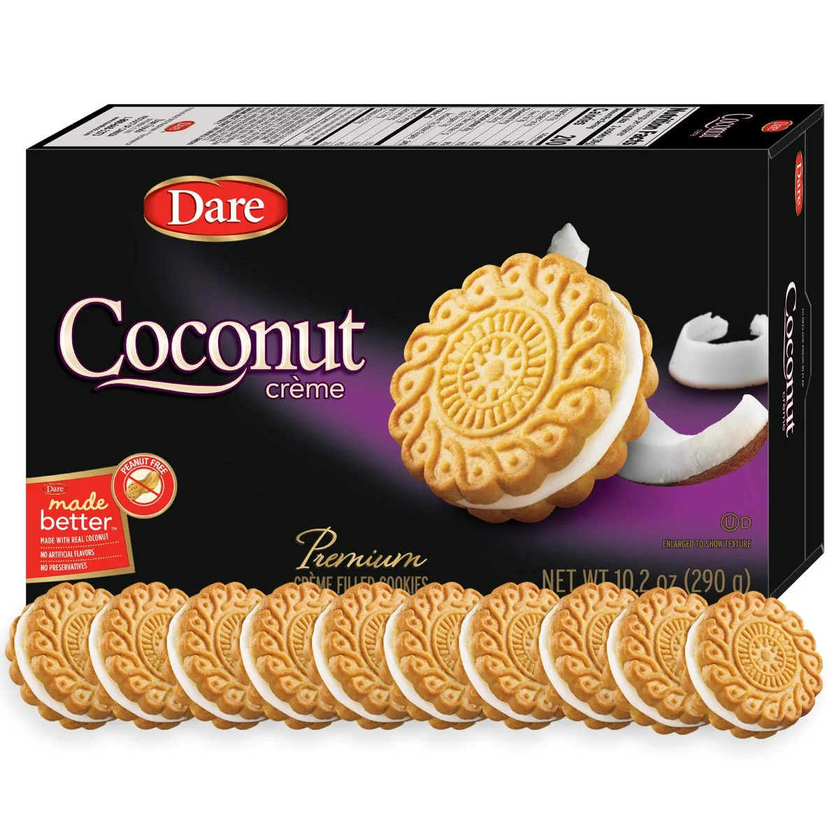 Dare Coconut Creme Filled Cookie, Peanut Free, 10.2 Ounces (Pack Of 12)
