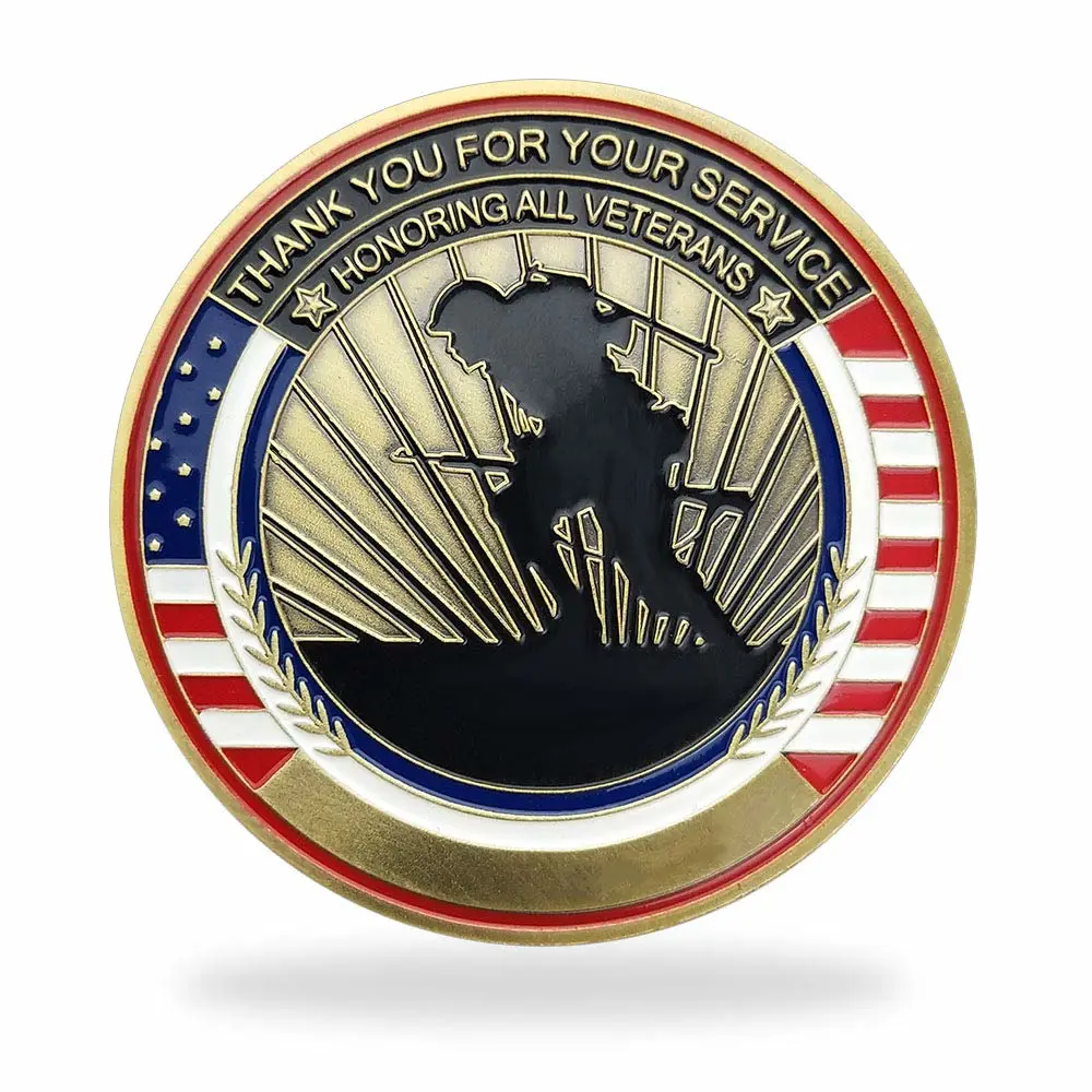 Military Challenge Coin Honoring All Veterans Thank You for Your Service