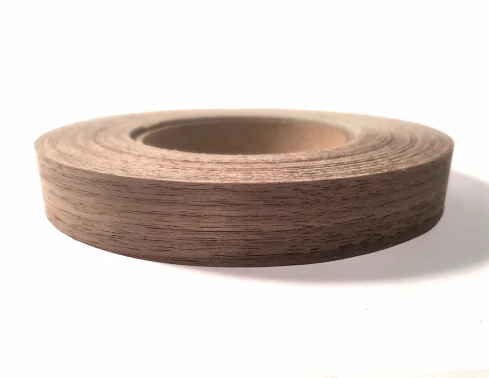 Edge Supply Walnut 2" X 50' Roll Preglued, Wood Veneer Edge Banding, Flexible Wood Tape, Easy Application Iron On with Hot Melt Adhesive. Smooth Sanded Finish Veneer Edging. Made in USA.