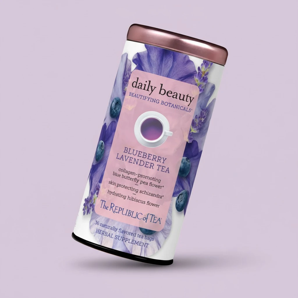 The Republic of Tea Beautifying Botanicals® Daily Beauty Blueberry Lavender Herbal Tea Bags(36 count)