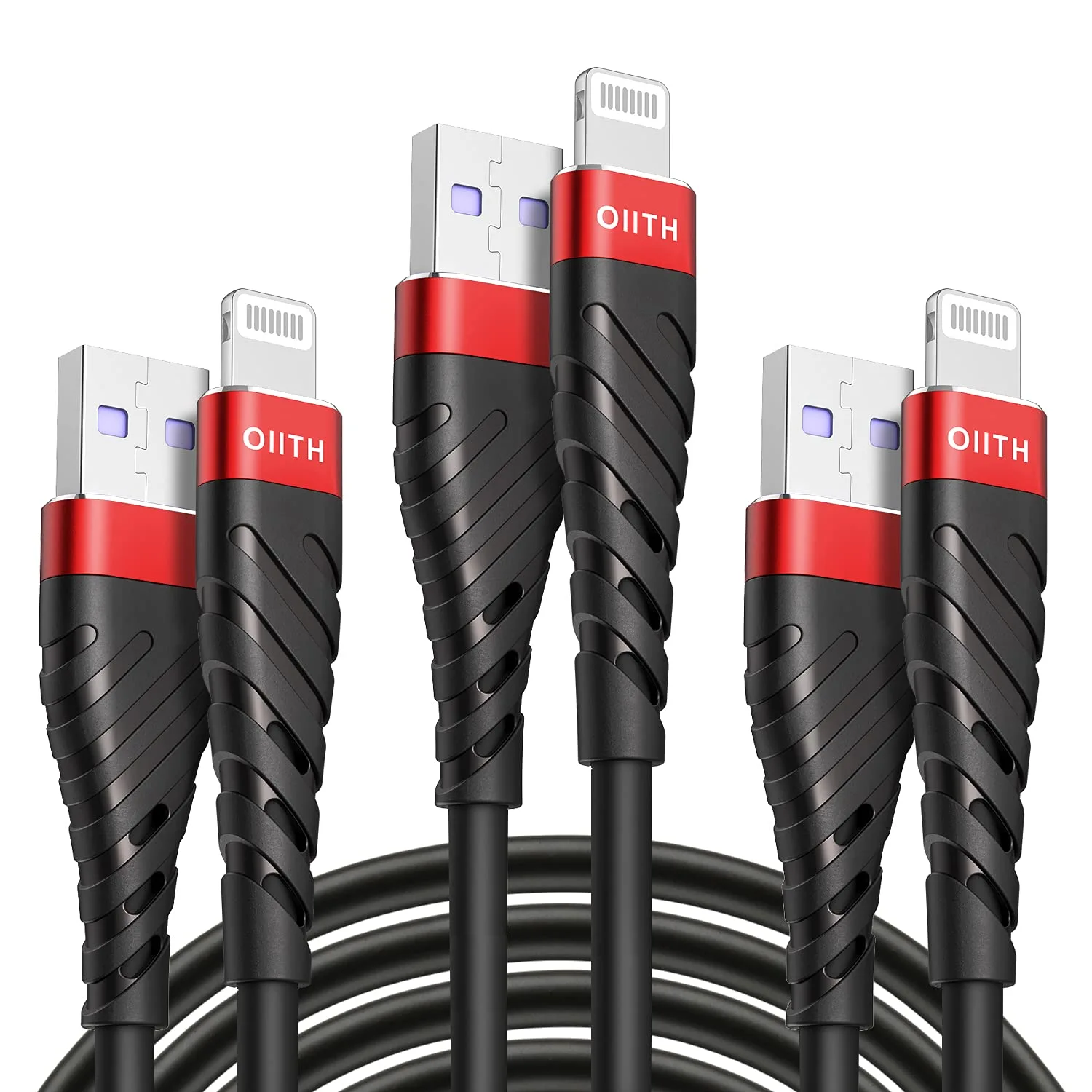 OIITH Apple MFi Certified iPhone Charger Cable 3 Pack 6 Ft, Long Lightning Charging Cord, Fast 2.4A iPhone USB Cord Compatible with iPhone12/11/XS/Max/XR/X/8/8P/7P/6