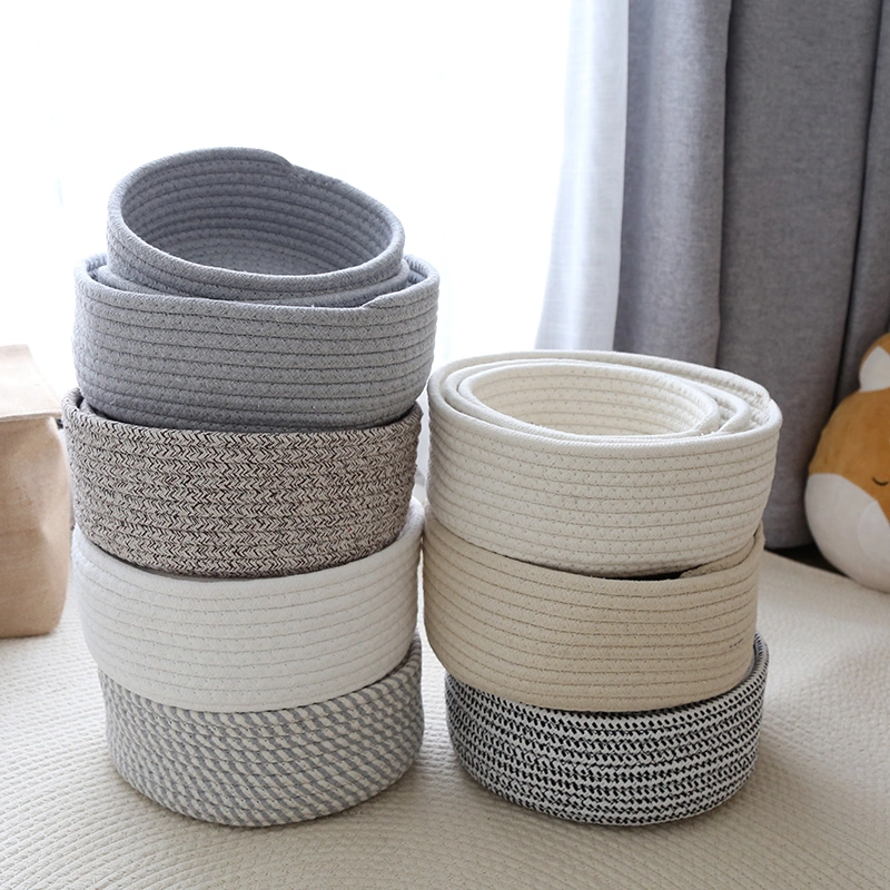 Cotton Thread, Cotton And Linen, Hand-woven Storage Basket, Table Storage Box, Finishing Cosmetic Box, Cotton Swab Jewelry