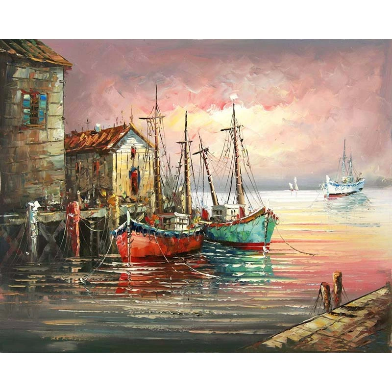 Digital Oil Painting Wholesale Frameless Diy4050 Dock Wish Zinc Ebay AliExpress