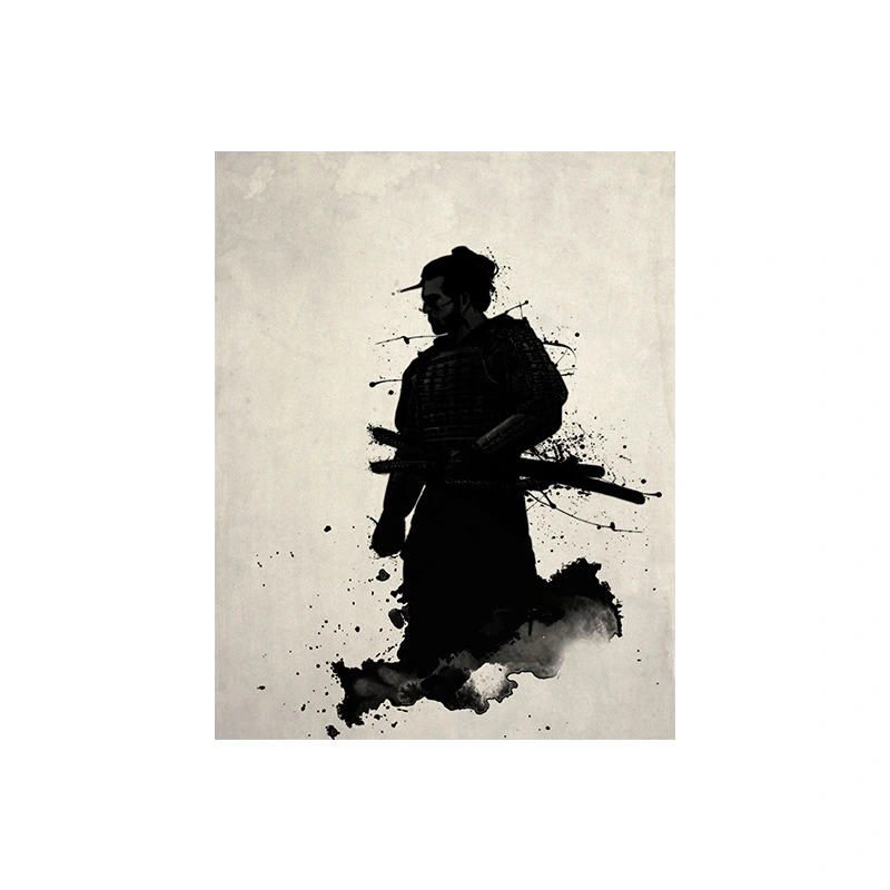 Samurai black and white decorative painting