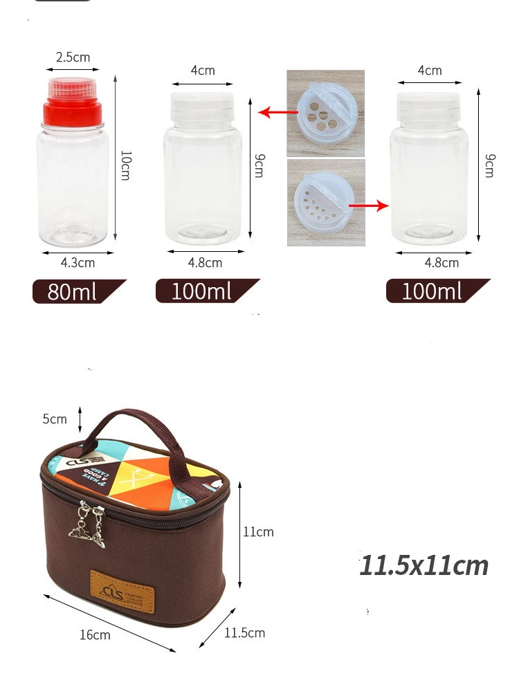 Camping Supplies Seasoning Box Sealed Camping Portable Seasoning Bottle Picnic Barbecue Outdoor Seasoning Bottle Set Combination