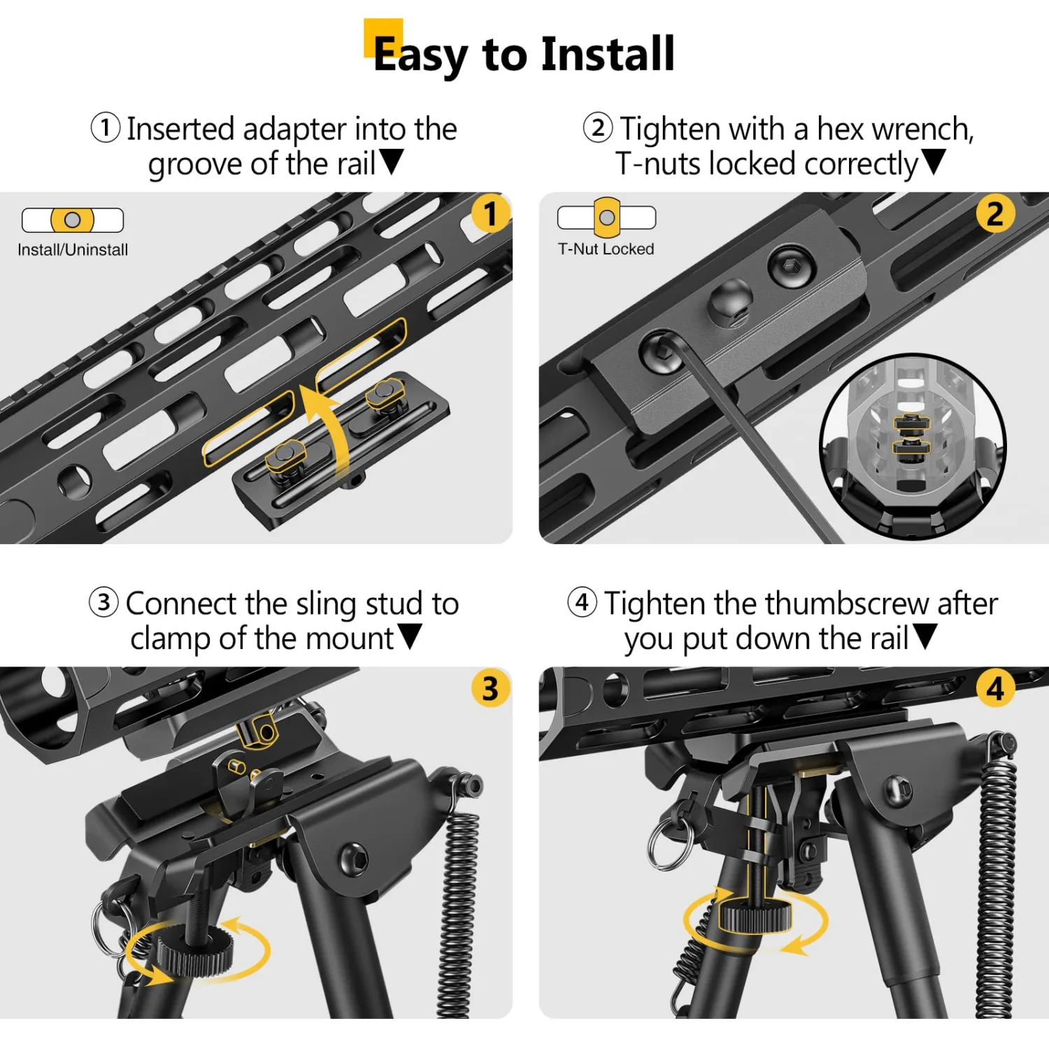 CVLIFE 6-9 Inches Bipod with Adapter for M-Rail