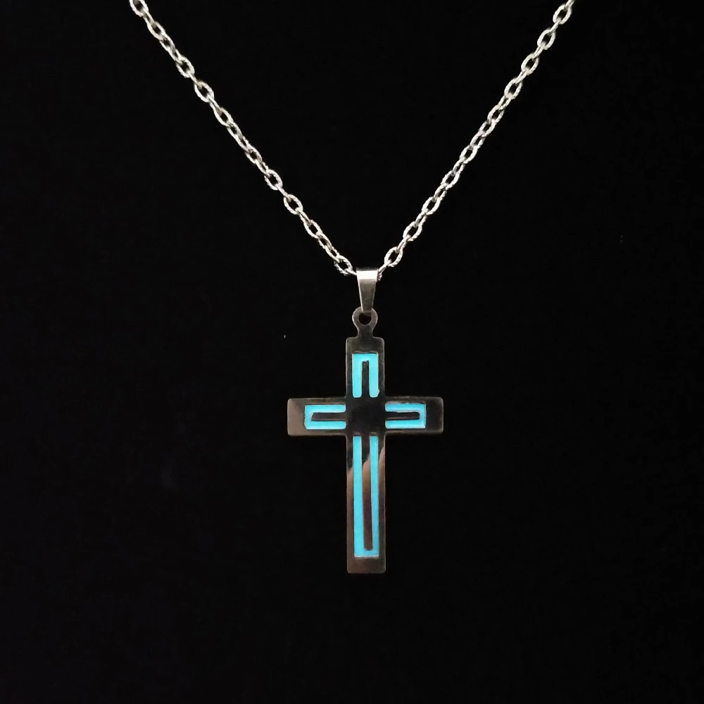 Glowing Necklace CROSS Necklace Stainless Steel