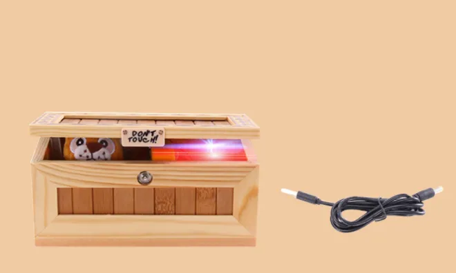 Boring Wooden Box Useless Machine Little Tiger Reaches For Gadgets Gifts Children'S Toys