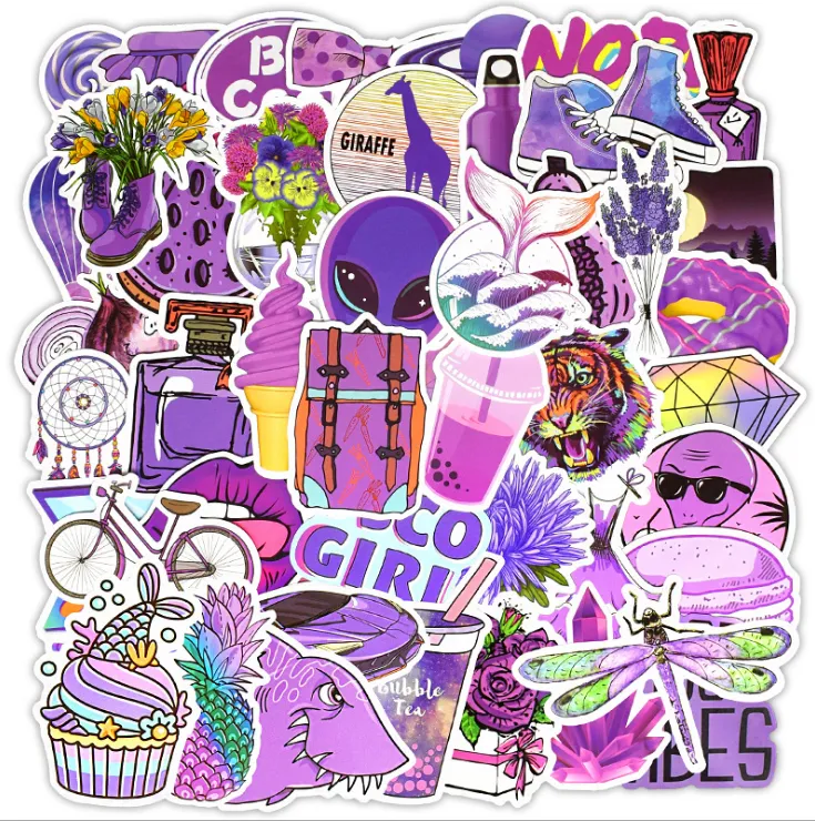 50 Purple Wind VSCO Graffiti Stickers Laptop Luggage Skateboard Guitar Helmet Car Stickers