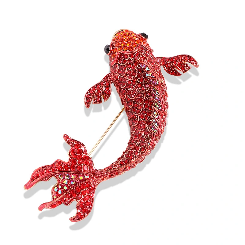 Red Koi Rhinestone Brooch Pin