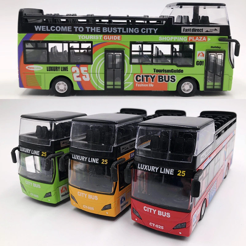 Urban Double-decker  Top Bus Bus Toy Sound And Light Pull Back Children's Car