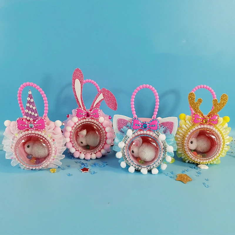 DIY Handmade Cute Rabbit Space Capsule Cartoon Doll Girl Hand Bag Toy