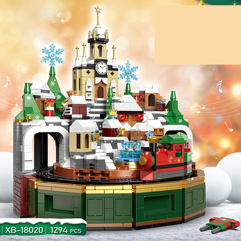 Castle Music Box Assembled Small Particles Gift Building Block Toys