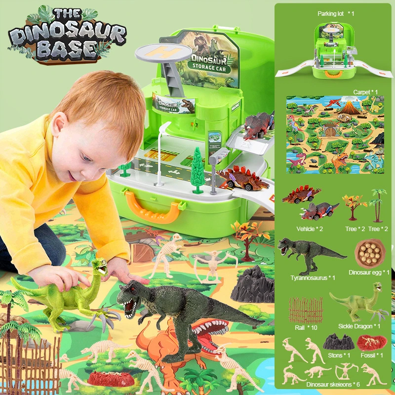 Assembled Dinosaur Car Simulation Tyrannosaurus Model With Map Scene Set