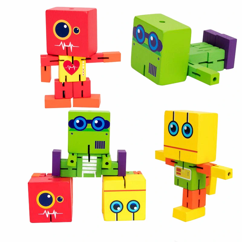 Creative And Variety Robot Children's Wooden Early Education Rubik's Cube