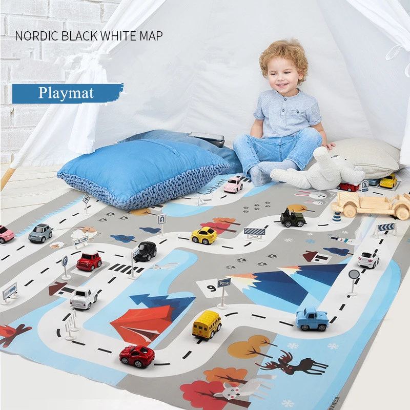 English version children's toy city parking lot map