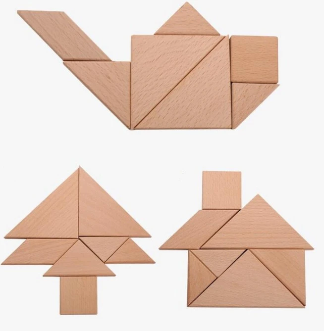 Natural beech tangram