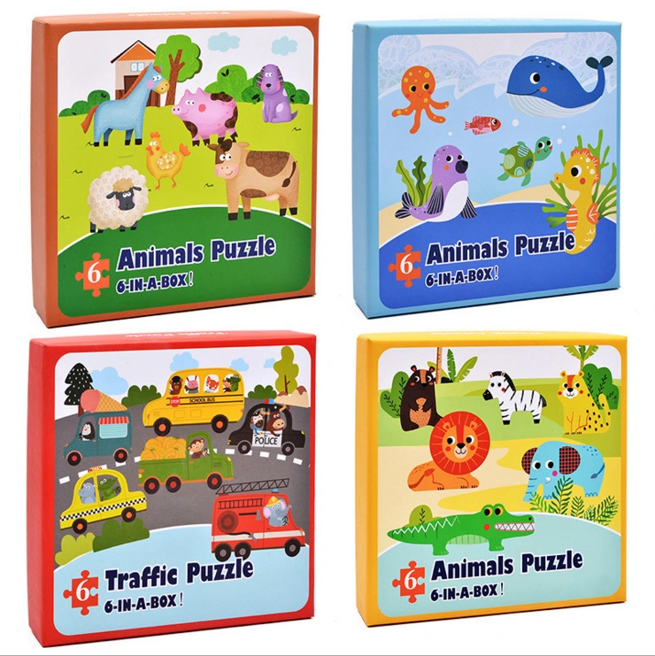 Puzzle of farm, forest, marine animal transportation