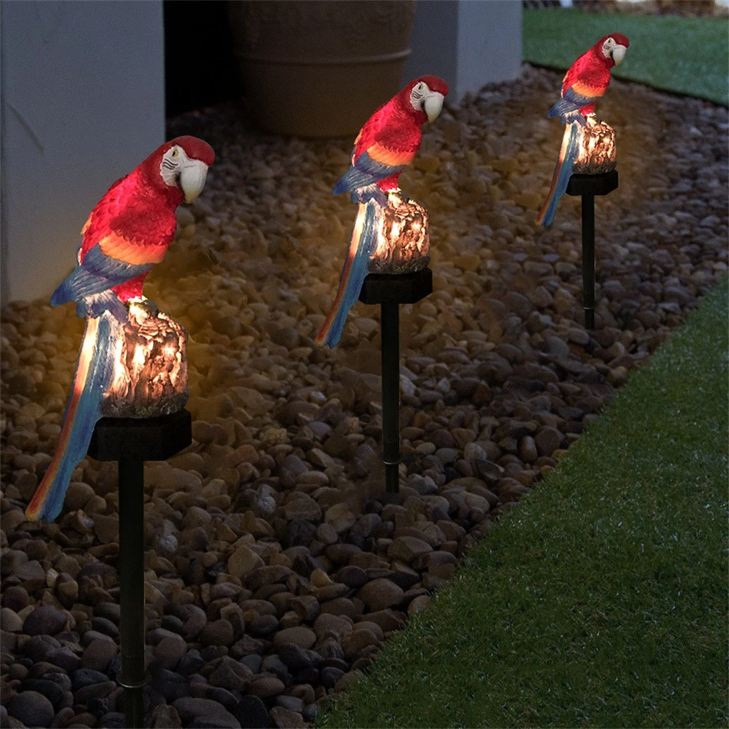 New modern garden decoration resin parrot solar lamp