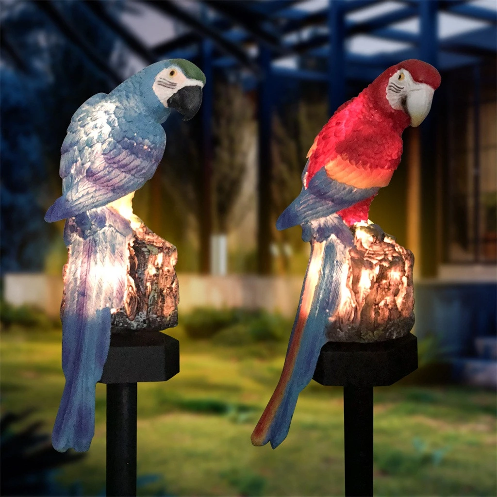 New modern garden decoration resin parrot solar lamp