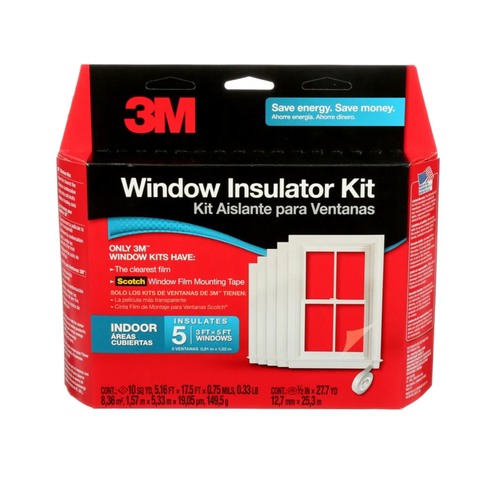 3M Indoor Window Insulation, Insulator Kit for 5 Windows 3ft x 5ft, Keeps Cold Air Out and Warm Air In, Includes Heat Shrink Window Film and Scotch Window Film Mounting Tape (2141W-6)