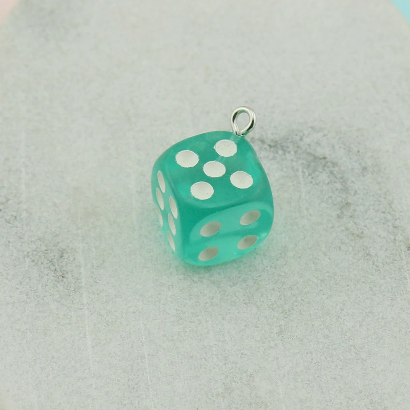 Transparent color plastic personality dice keychain