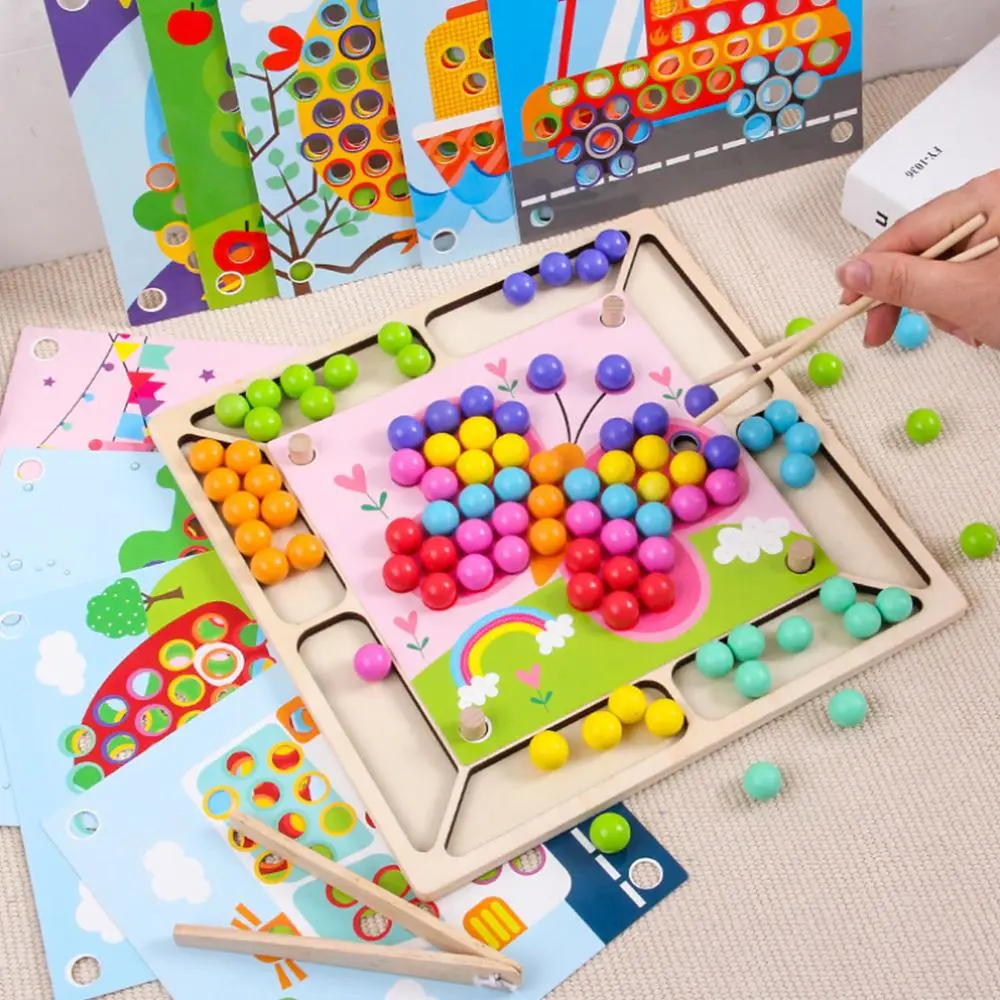 Wooden children's puzzle with beads