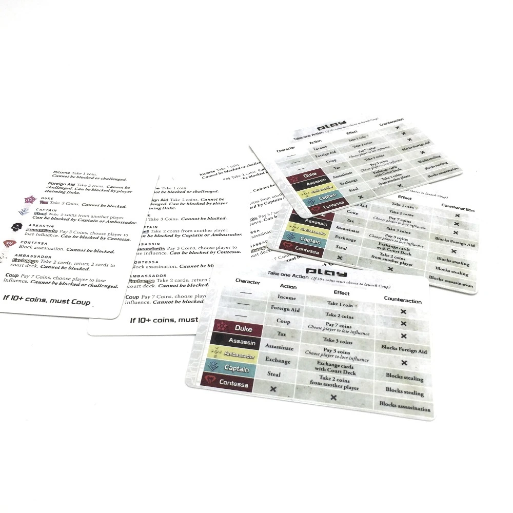 high quality coup game Full English Version for party family board game cards game