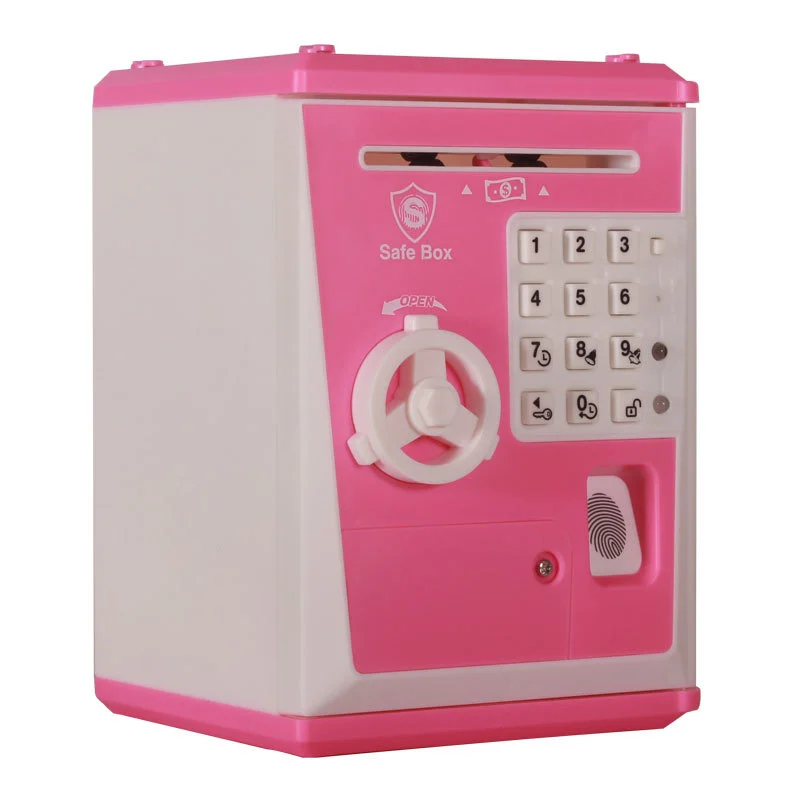 Fingerprint cipher box automatic roll up money bank